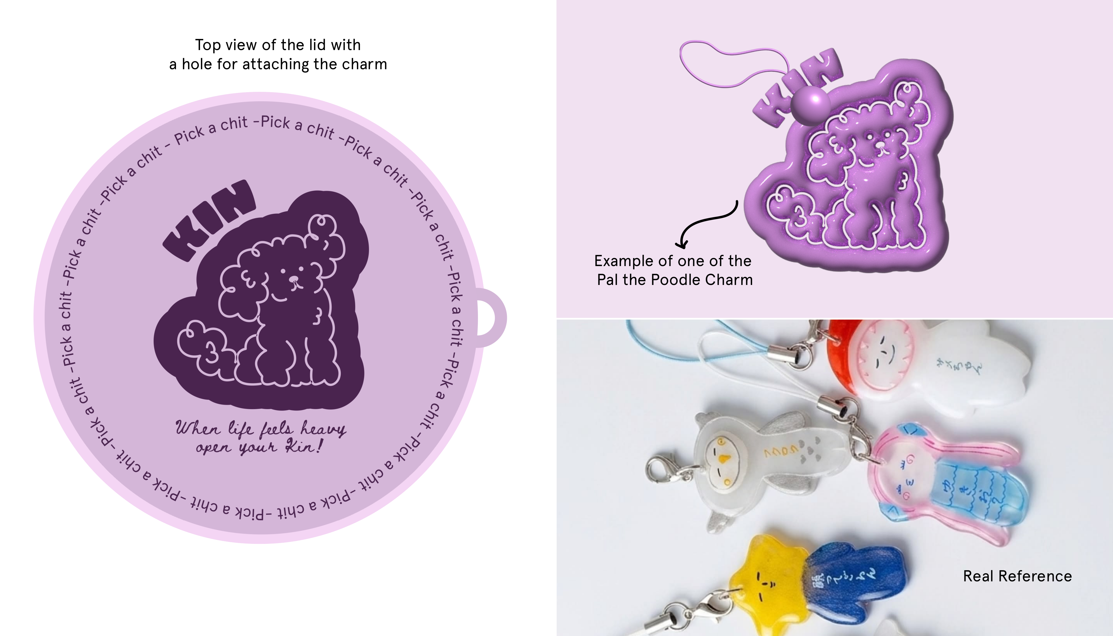 Top view of the lid with Pal the Poodle puffy charm